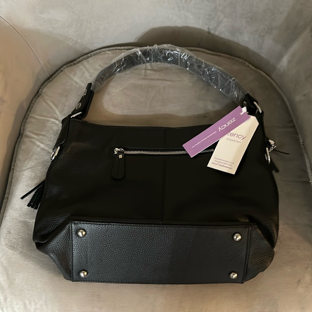 Black, leather shoulder bag, brand new